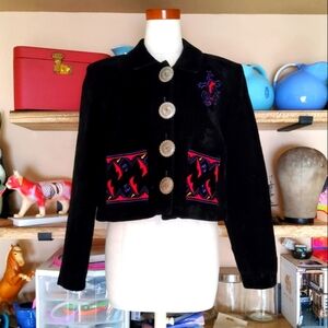 VNTG 90s Saddle Ridge Flocked Velveteen Western Jacket Size S Cowgirl